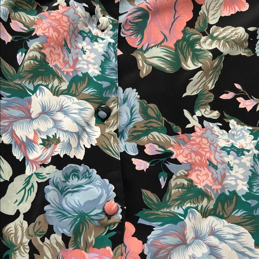 Victoria's Secret Vintage Gold Label Black and Pink Floral Pajama Top - Picture 13 of 13